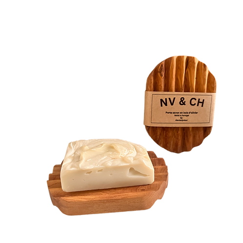 Porte-savon en bois d'olivier zigzag oval