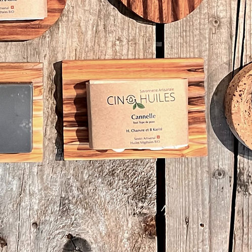 Porte-savon en bois d'olivier zigzag