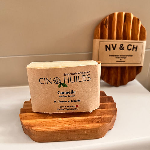 Porte-savon en bois d'olivier zigzag oval