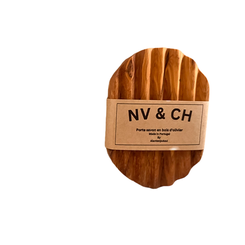 Porte-savon en bois d'olivier zigzag oval
