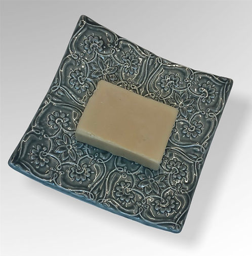 Porte savon céramique "Le carré vert"